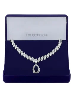 - Rhodium geplatineerde opvallende ketting met zirkonia in geschenkverpakking*Jon Richard Best