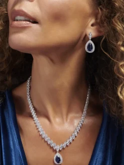 - Rhodium geplatineerde opvallende ketting met zirkonia in geschenkverpakking*Jon Richard Best