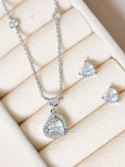 Cubic Zirconia Heart Drop Set Gift Box*Jon Richard Discount