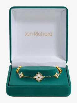 Jet Crystal Clover Bracelet Gift Box*Jon Richard Outlet