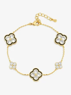 Jet Crystal Clover Bracelet Gift Box*Jon Richard Outlet