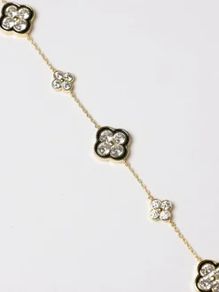 Jet Crystal Clover Bracelet Gift Box*Jon Richard Outlet