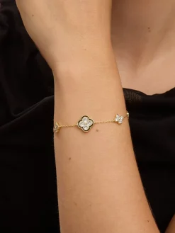 Jet Crystal Clover Bracelet Gift Box*Jon Richard Outlet