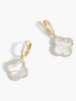 Mother of Pearl Clover Huggie Earrings*Jon Richard Outlet