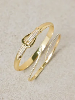 Plated 18K and Pave Buckle Bangle*Jon Richard Hot