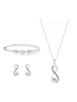 sieradenset met oneindigheidshanger met kristallen in cadeaudoos*Jon Richard Outlet