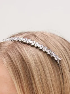 Tone Crystal Floral Print Single Row Headband*Jon Richard New