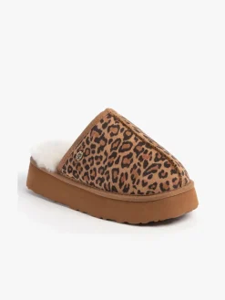 Brown Ladies Mabel Sheepskin Platform Mule Slipper*Just Sheepskin