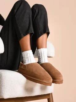 Ladies Quinn Sheepskin Sling Back Brown Mule Slippers*Just Sheepskin Discount