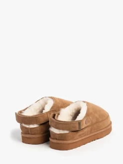 Ladies Quinn Sheepskin Sling Back Brown Mule Slippers*Just Sheepskin Discount