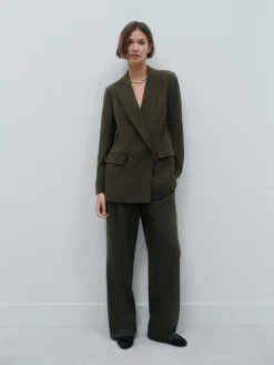 Kakigroen - Crosshatch Elastic Waist Wide Leg Trousers*Next Clearance