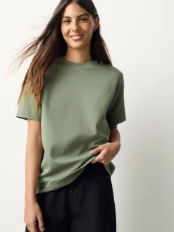 Kakigroen - Dik T-shirt met ronde hals en korte mouwen*Next Online