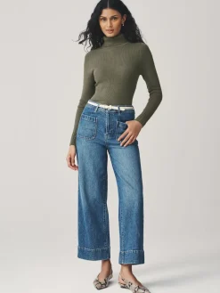 Kakigroen - Geribde trui met rolkraag en wol*Next Sale