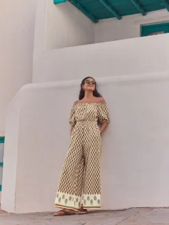 - Jumpsuit met blote schouders en wijde pijpen van 100% katoen*Next Hot