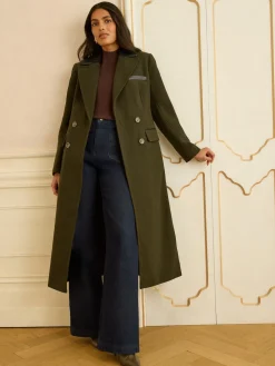 - lange jas met Double breasted van PU imitatieleer en kraag*Love & Roses Online