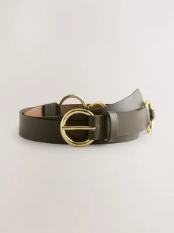Kakigroen - Metal Ring Detail Regular Leather Belt*Next