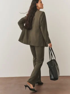 Kakigroen - Op maat gemaakte blazer met enkele rij knopen van wol*Next Hot