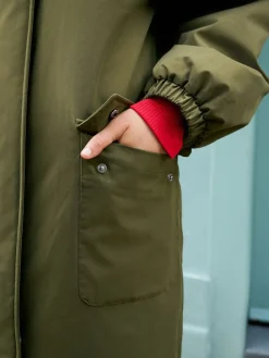 Kakigroen - Parka met imitatiebontvoering met dierenprint*Next Outlet