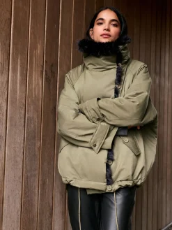 Kakigroen - Parka with Contrast Faux Fur Trim*Next Sale