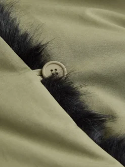 Kakigroen - Parka with Contrast Faux Fur Trim*Next Sale