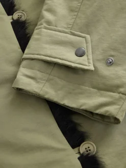 Kakigroen - Parka with Contrast Faux Fur Trim*Next Sale