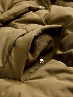 Kakigroen - Regenbestendige gewatteerde lange jas met capuchon*Next Discount