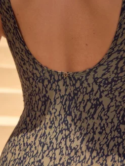 Kakigroen/zwart - Badpak met vormgevende zijrimpeling en buikcorrectie*Next Discount