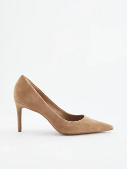 Kameelkleurig suède - Leren mid-court pumps*Next Sale