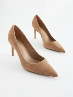 Kameelkleurig suède - Leren mid-court pumps*Next Sale