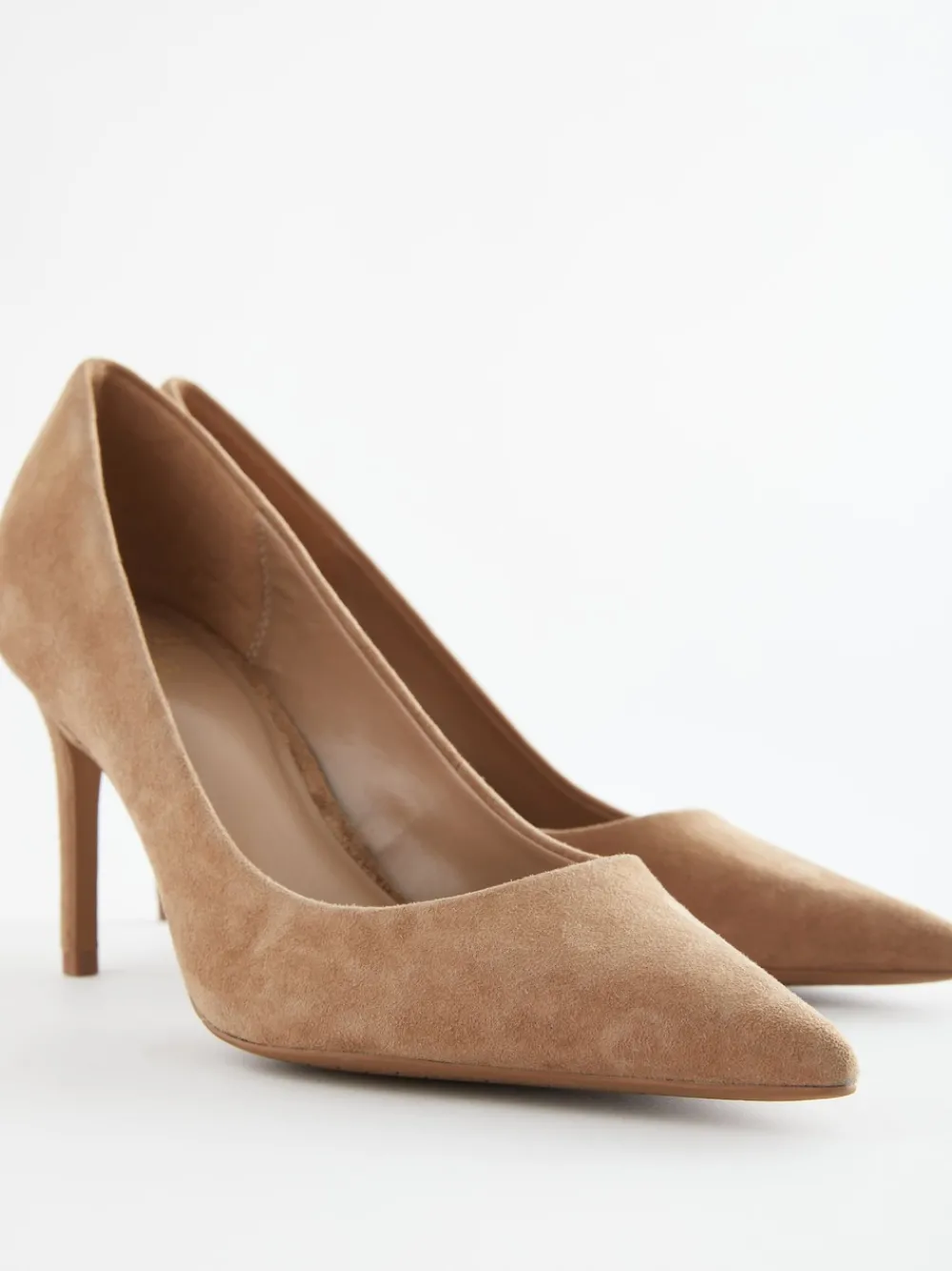Kameelkleurig suède - Leren mid-court pumps*Next Sale