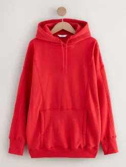Kersrood - Active Longline Overhead Hoodie met superzacht naaddetail en zakken*Next Hot