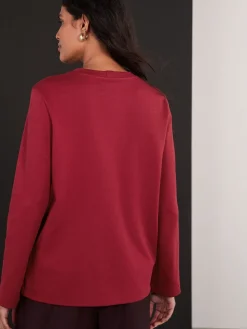 Kersrood - Dik T-shirt met lange mouwen en ronde hals*Next New