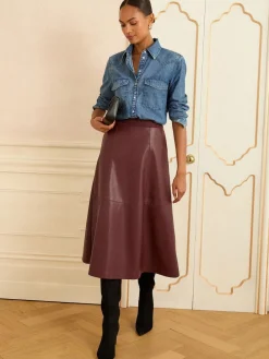 - Fit en Flare imitatieleren midi-jurk*Love & Roses New