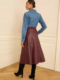 - Fit en Flare imitatieleren midi-jurk*Love & Roses New