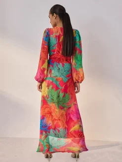 Kew Collection Bright Floral - Occasion Long Sleeve Wrap Midi Dress*Next Hot