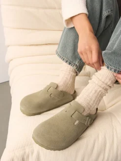 Khaki - - Boston - Suède klompen*Birkenstock Discount