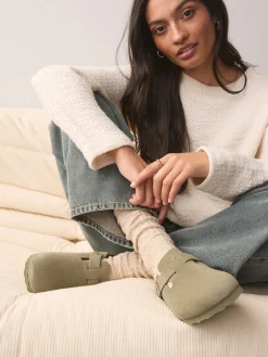 Khaki - - Boston - Suède klompen*Birkenstock Discount