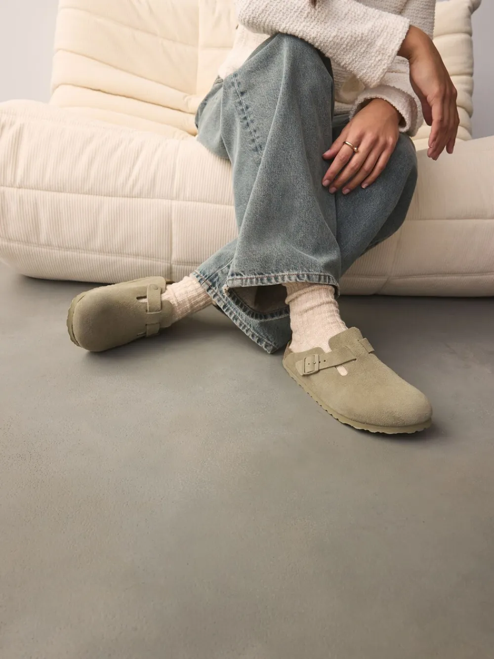 Khaki - - Boston - Suède klompen*Birkenstock Discount