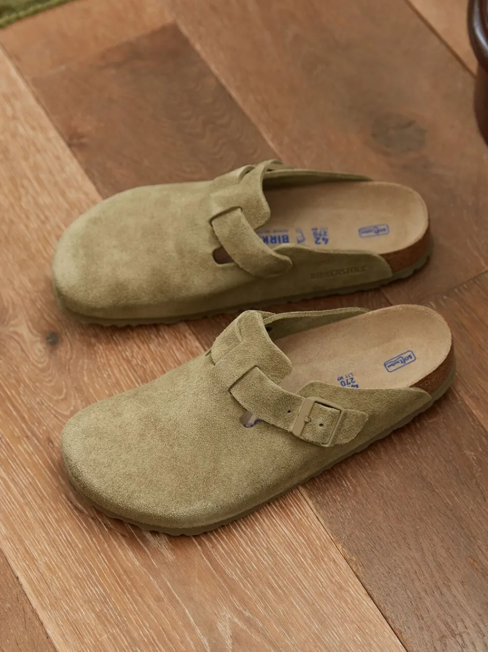 Khaki - - Boston - Suède klompen*Birkenstock Discount