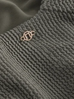 Khaki groen met glitters - Diepuitgesneden vormgevend buikcorrigerend badpak*Next Best