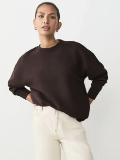 Khaki/steenkleur - Cotton Rich Brushed Back Soft Feel Ribbed Crewneck Sweatshirts 3 Pack*Next Hot