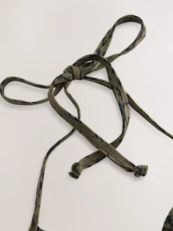 Khaki/zwarte print - Bikinibeugeltop met vulling en lage decolleté*Next Clearance