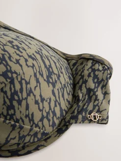 Khaki/zwarte print - Bikinibeugeltop met vulling en lage decolleté*Next Clearance