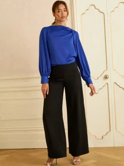 - Lange mouwen Satijn Watervalhals Blouse*Love & Roses Sale