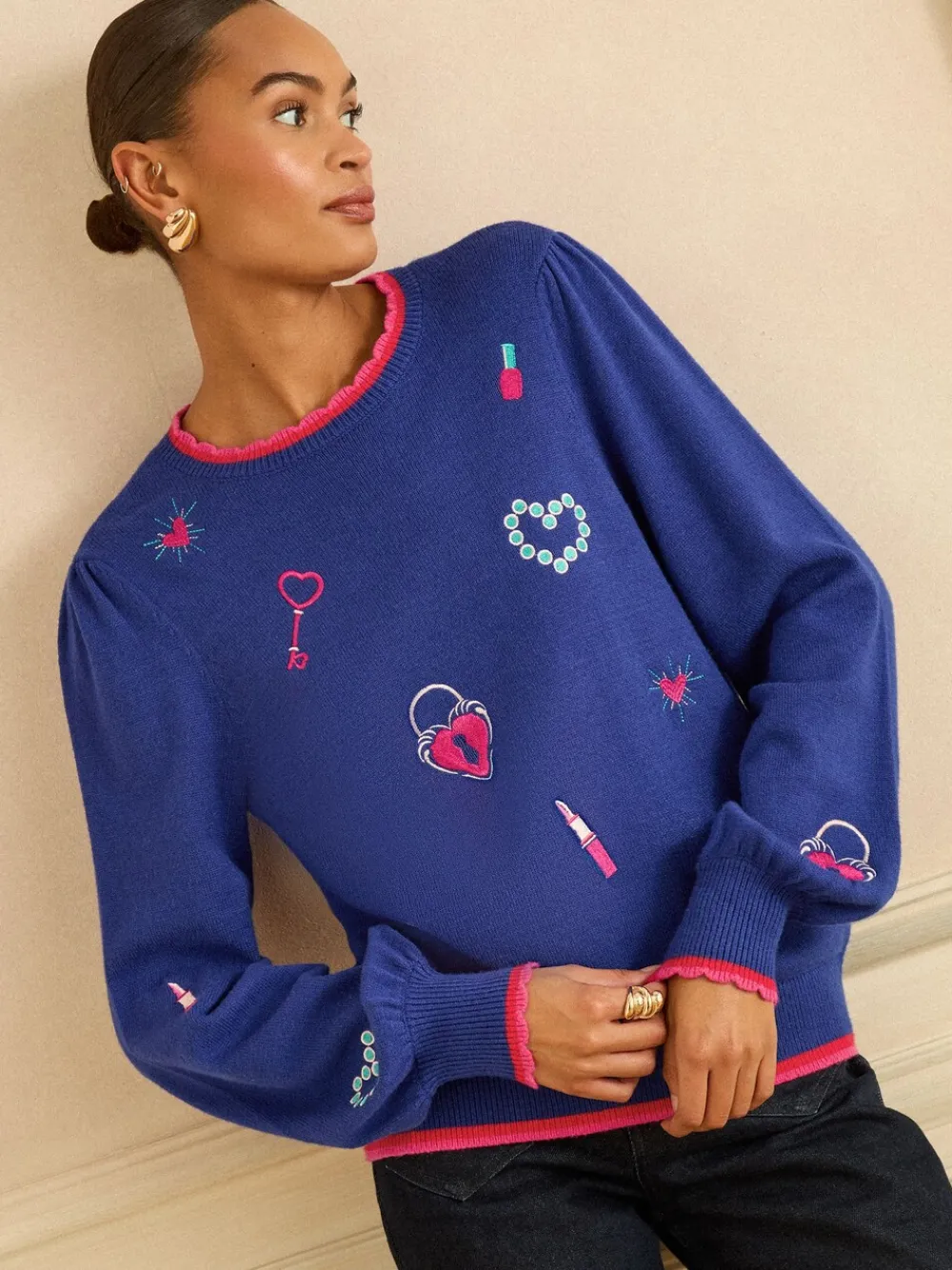 - Embroidered Detail Knitted Jumper*Love & Roses New