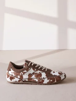 Koeienprint - Slim Premium Leren Trainers met Vetersluiting*Next Hot