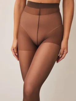 Koffie - Set van 3 glanzende 20 deniet panty's*Next Discount