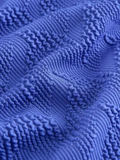 Korenbloemblauw met textuur - Buikbedekkend badpak met ruime ronde hals*Next Hot