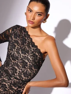 Lace One Shoulder Bodycon Midaxi Dress*Lipsy Outlet