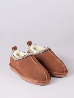 - Geborduurde pantoffelklompen met schapenvacht voor dames*Lakeland Leather Best